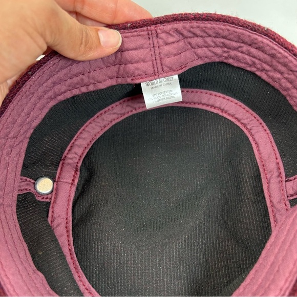 World Market Women’s Wool Blend Hat Burgundy 6 7/8 Speckled Cadet Military Style - Picture 9 of 10